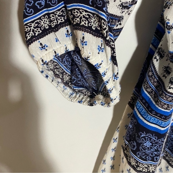 🎈SOLITAIRE women’s white blue bohemian crochet lightweight summer beach tunic - Picture 5 of 11